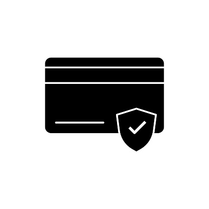 Secure Payment solid icon design on a white background. This black flat icon suits infographics, web pages, mobile apps, UI, UX, and GUI designs.