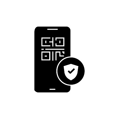 QR Code Access solid icon design on a white background. This black flat icon suits infographics, web pages, mobile apps, UI, UX, and GUI designs.