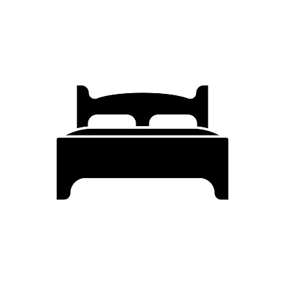 Twin Bed solid icon design on a white background. This black flat icon suits infographics, web pages, mobile apps, UI, UX, and GUI designs.