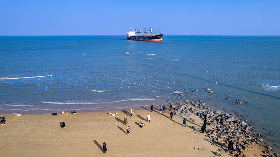 Blueways is an abandoned ship that ran aground on the coast of Weihai, Shandong, China, and was left abandoned on the beach