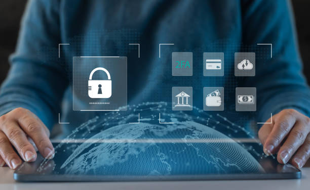 istock Hand holding on screen security scanning protect, technology digital program futuristic, finger scanning, privacy, password, cyber security, cloud online technology to protect client IT lock icon.security 2025141169