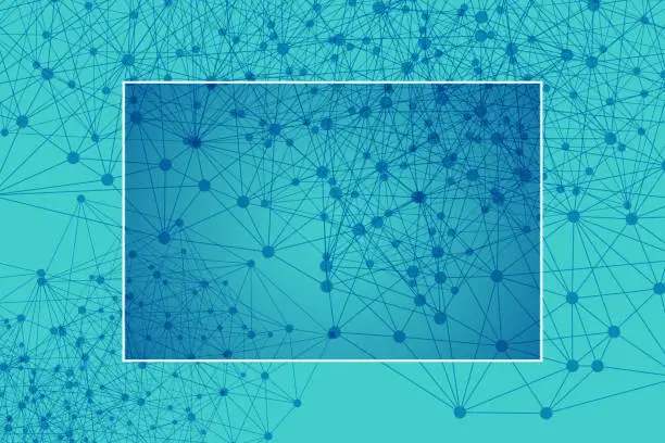 Vector illustration of Abstract digital network connection structure on blue background.