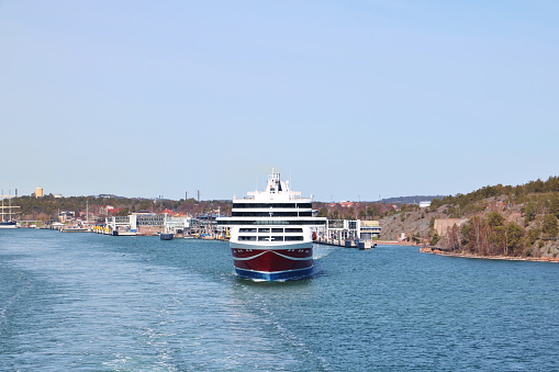 Mariehamn, Aland Islands - May 6th 2023: The Harbor of Mariehamn