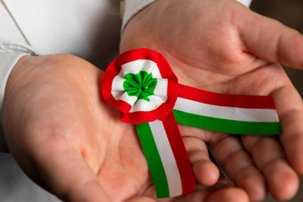 istock Hungarian tricolor cockade in a hand 2025223381
