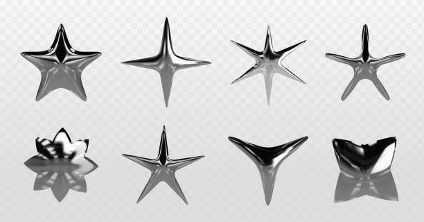 istock Chrome y2k stars of various shapes 2025228796