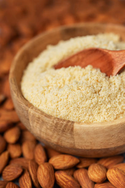 istock Fresh almond flour in a  bowl and almonds 2025242855