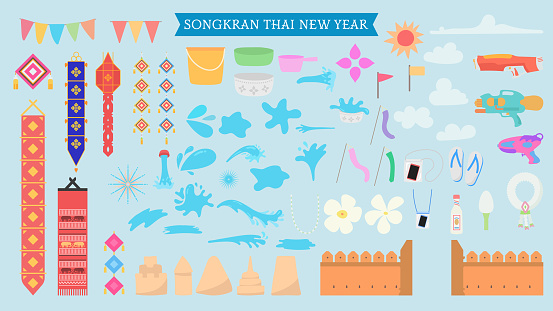 Songkarn Festival Thai New Year Decorative Elements