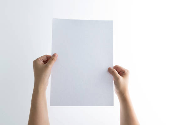 istock Human hand holding blank paper on white background 2025256137
