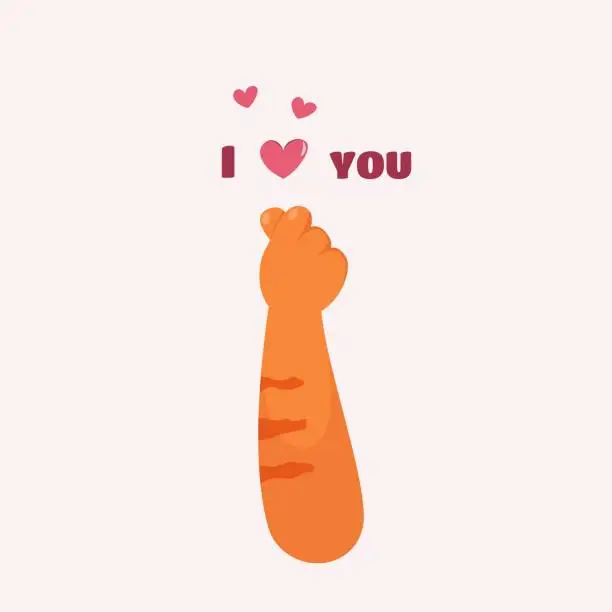 Vector illustration of cat i love you