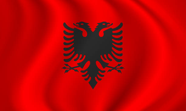 istock Albania waving flag blowing in the wind. Texture can be used as background. Vector illustration EPS10 2025258339