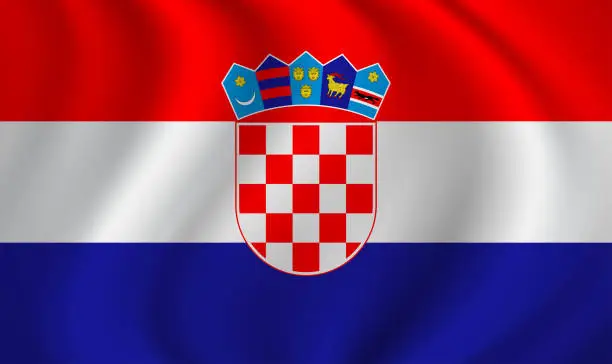 Vector illustration of Croatia waving flag blowing in the wind. Texture can be used as background. Vector illustration EPS10