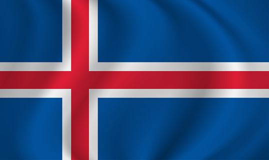 Iceland waving flag blowing in the wind. Texture can be used as background. Vector illustration EPS10