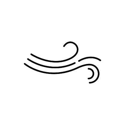 Wind line icon breeze air logo. Wind fart blow vector icon symbol motion design.