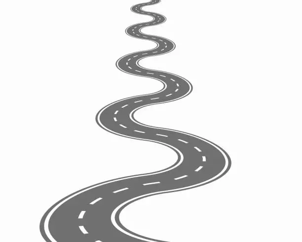 Vector illustration of Winding road isolated on white background