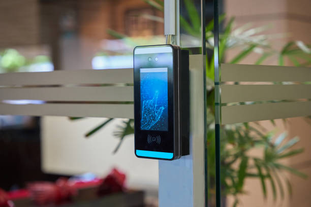 istock Facial recognition and fingerprints scanner machine for access door security 2025343244