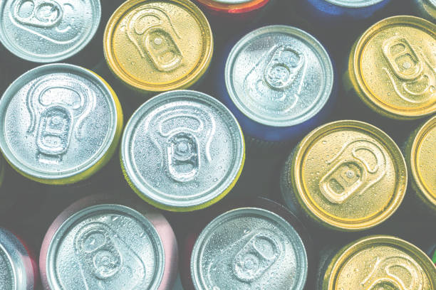 istock Group of aluminium cans, cold drink. Top view. 2025394626
