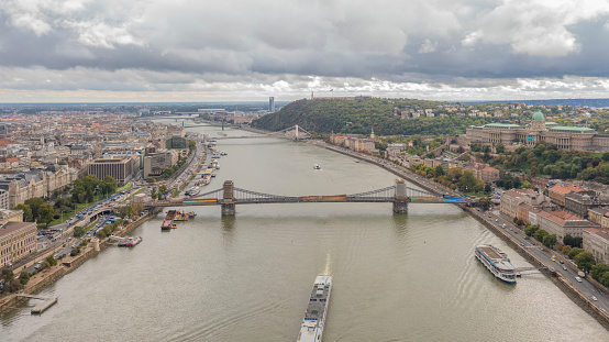 Aerial view over Budapest Hungary