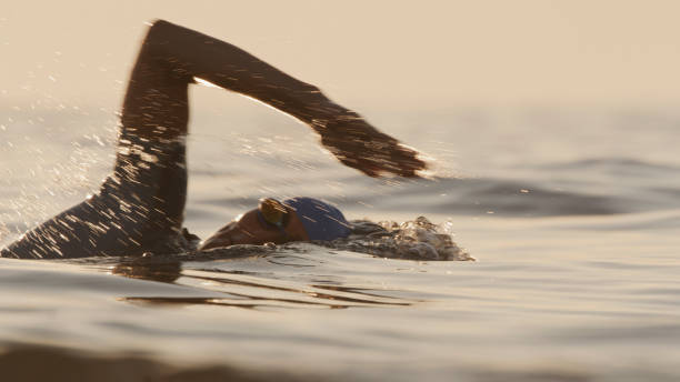 istock Active Woman on Vacation Swimming in Sea during Sunset 2025415773