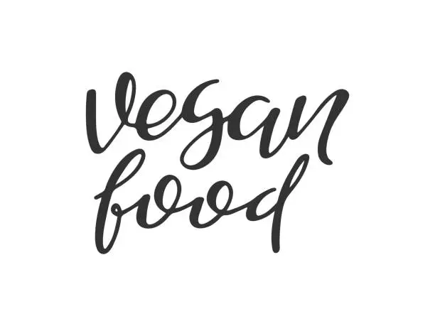 Vector illustration of Vegan Food Handwritten Lettering text