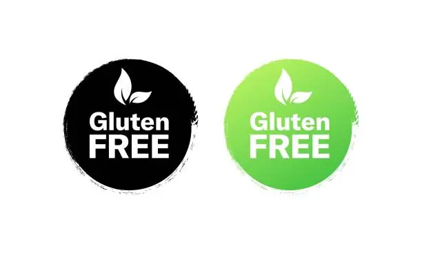 Vector illustration of Gluten free stamps. Silhouette and flat style. Vector icons