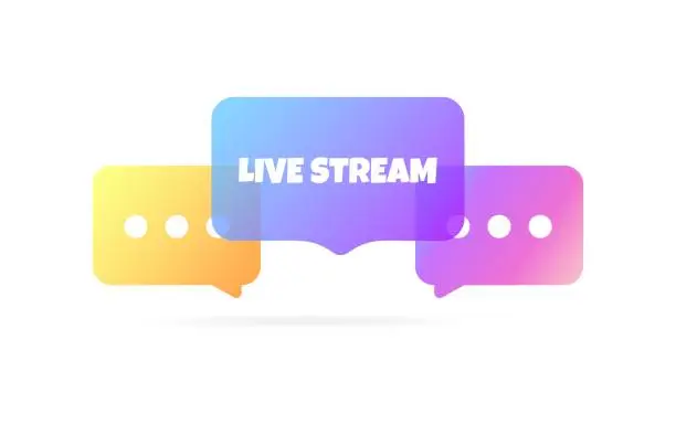 Vector illustration of Live stream bubble icon. Flat style. Vector icon