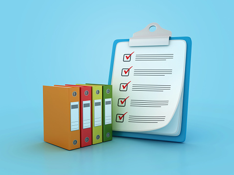 Check List Clipboard with Ring Binders - Color Background - 3D Rendering