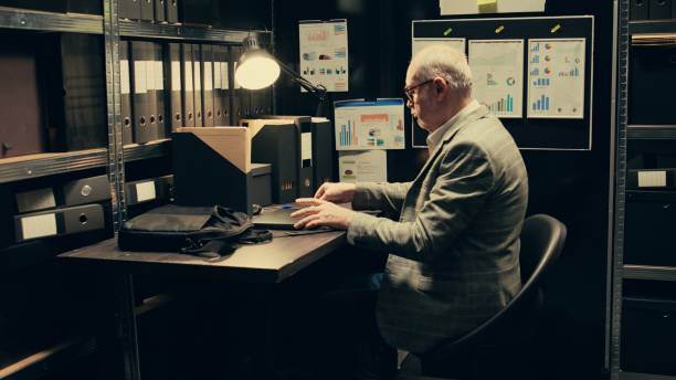 istock Private inspector opening laptop to cross examine forensic evidence 2025429640