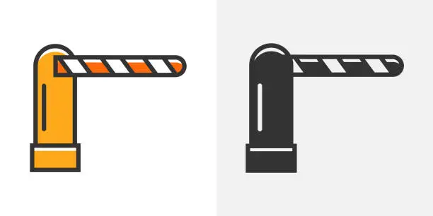 Vector illustration of Toll security parking car barrier. Checkpoint gate border logoaccess