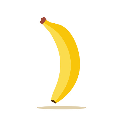 Banana vector cartoon isolated icon. Flat banana logo clipart object fruit bunch.