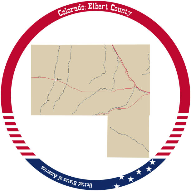 Map of Elbert County in Colorado, USA arranged in a circle. Map of Elbert County in Colorado, USA arranged in a circle. kiowa stock illustrations