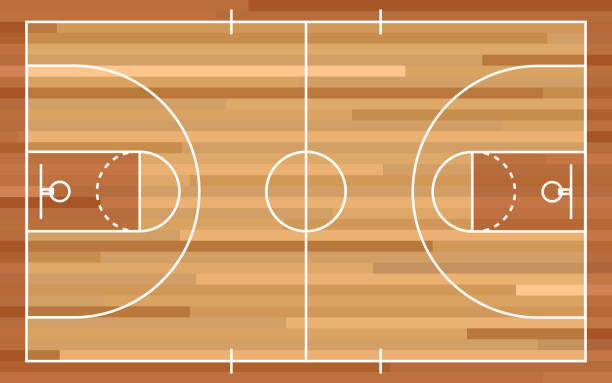 istock Basketball court floor with line on wood texture background. Vector illustration. Basketball Court Flat Vector Icon. 2025433684