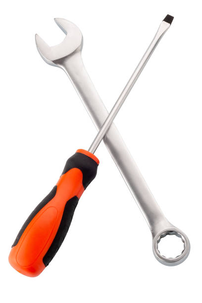 istock Crossed wrench and screwdriver isolated on white 2025435845