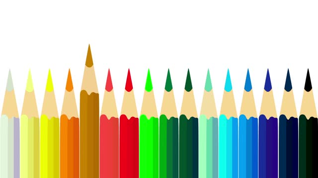 Creative color pencils backgrounds, Movement of colored pencils on a white background, color pencils