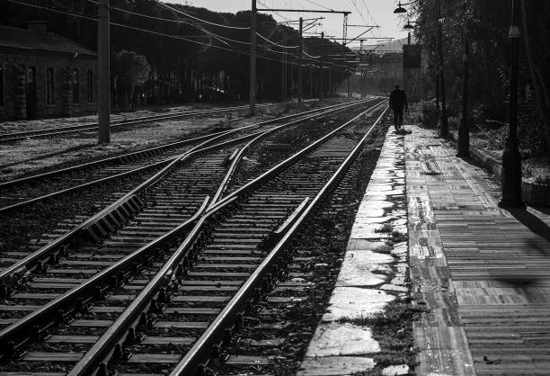 View of the rails at Tire train station