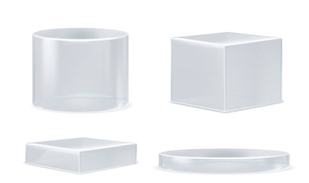 istock Glass transparent cube and cylinder product podium 2025495494