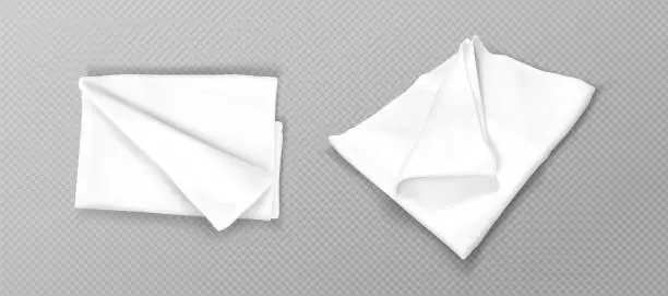 Vector illustration of White folded handkerchief mockup.