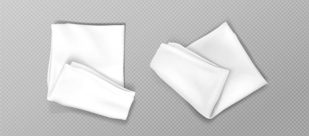 ilustrações, clipart, desenhos animados e ícones de conjunto de toalhas de cozinha branco dobrado - starched