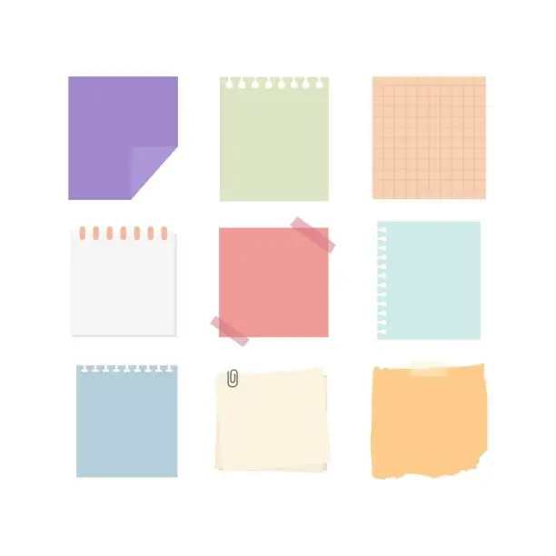 Vector illustration of Illustration of note paper or post-it for taking notes bright colors