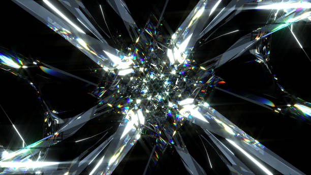 3d render of abstract art with transform rotating fractal diamond crystal alien star flower in curve lines forms in glass material with color dispersion effect on black background based on rectangles renderizado 3d de arte abstracto con transformación, cristal de diamante fractal, flor de estrella alienígena giratoria en líneas curvas, formas en material de vidrio con efecto de dispersión de color sobre fondo negro basado en rectángulos