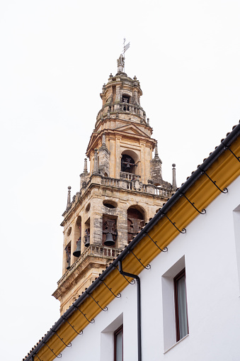 Bell tower of the Mosque-Cathedral of Cordoba (Andalusia, Spain). Former minaret of the Mosque-Cathedral of Cordoba.