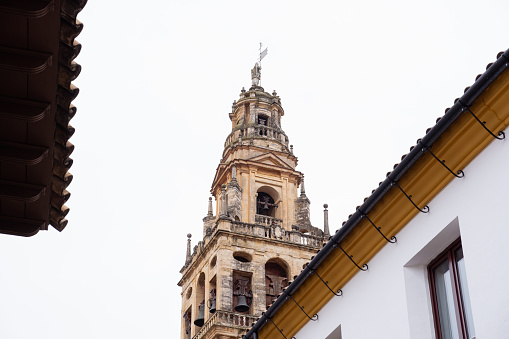 Bell tower of the Mosque-Cathedral of Cordoba (Andalusia, Spain). Former minaret of the Mosque-Cathedral of Cordoba.