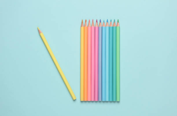 istock Set of colored pencils on a blue background 2025535654