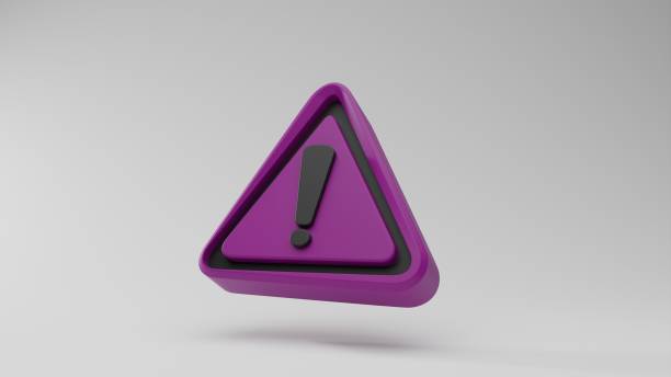 istock Purple warning sign with black exclamation mark 2025552030