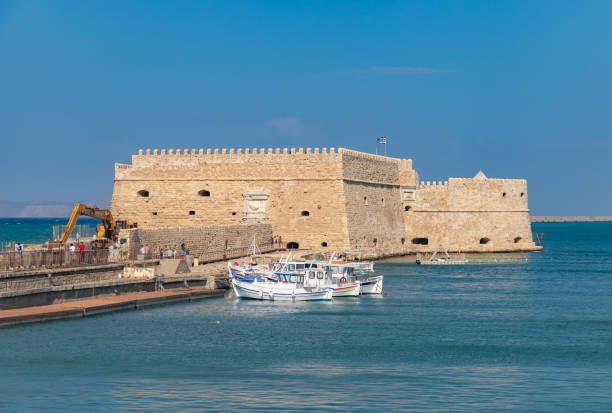 Heraklion, Crete, Greece - October 2, 2023: A picture of the Rocca a Mare or Koules Fortress.