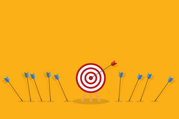 istock Blue arrows missed hitting target and only red one hits the center. Business challenge failure and success concept. 2025605042