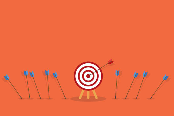istock Blue arrows missed hitting target and only red one hits the center. Business challenge failure and success concept. 2025605660