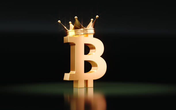 istock Sitting King Crown Bitcoin Sign on Green Background 2025611994