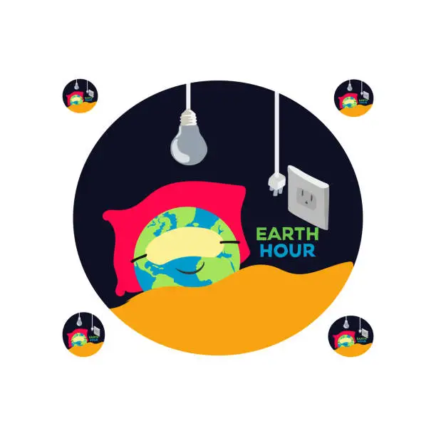 Vector illustration of 23 march is earth hour vector illustration