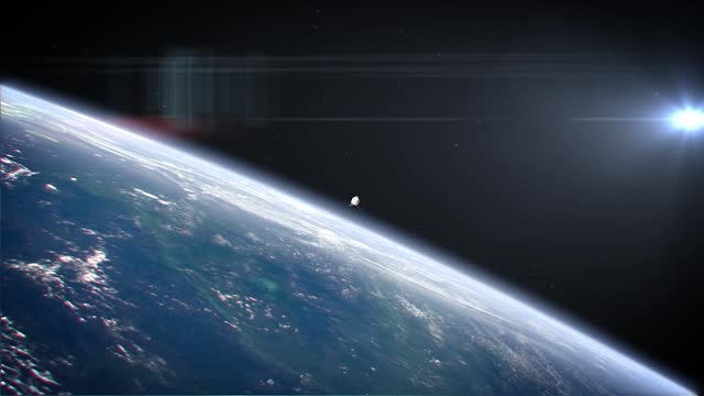 Satellite in space flying over the Earth 4K