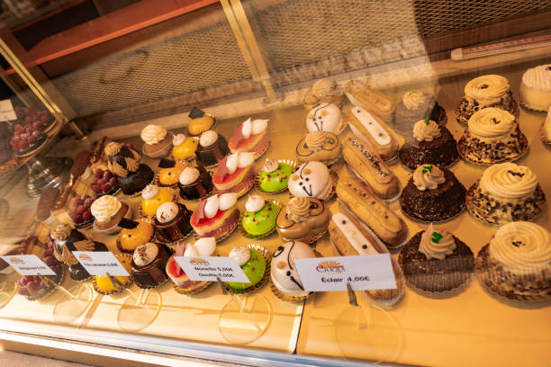 French pastries in a store window